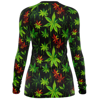 Chokefish™ Long Sleeve Rashguard Cannabis Woman's Shirt-002